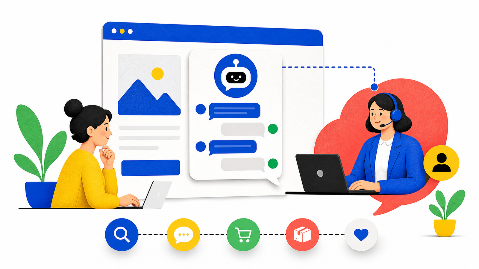 Weboldali AI chatbot és emberi ügyfélszolgálat közös ügyfélútja