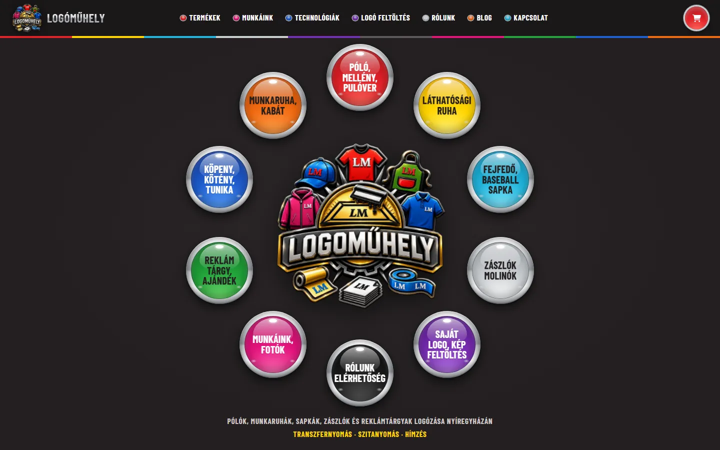 Logóműhely weboldal – asztali nézet