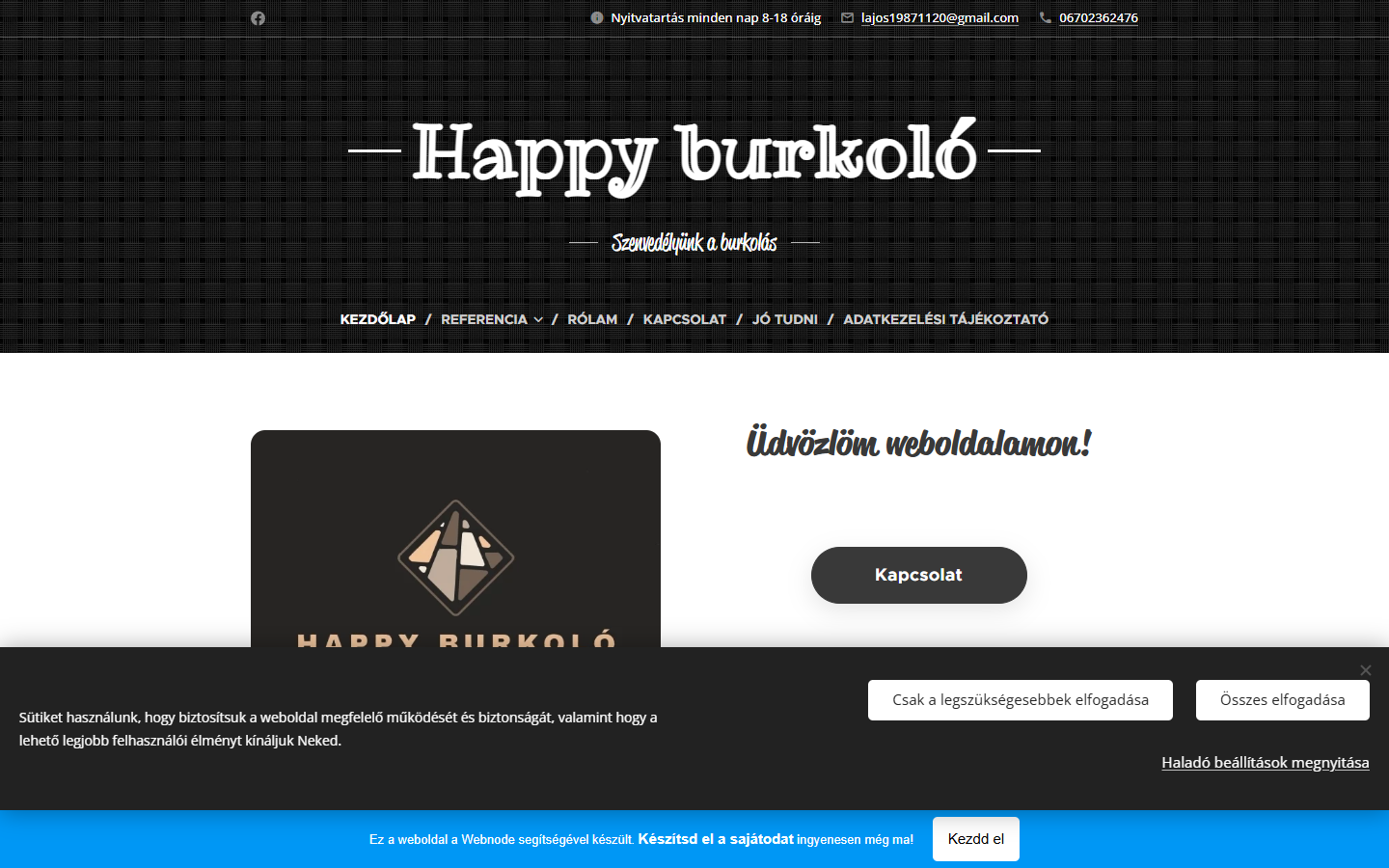 A korábbi Happy Burkoló oldal Webnode-on (happyburkolo.webnode.hu)