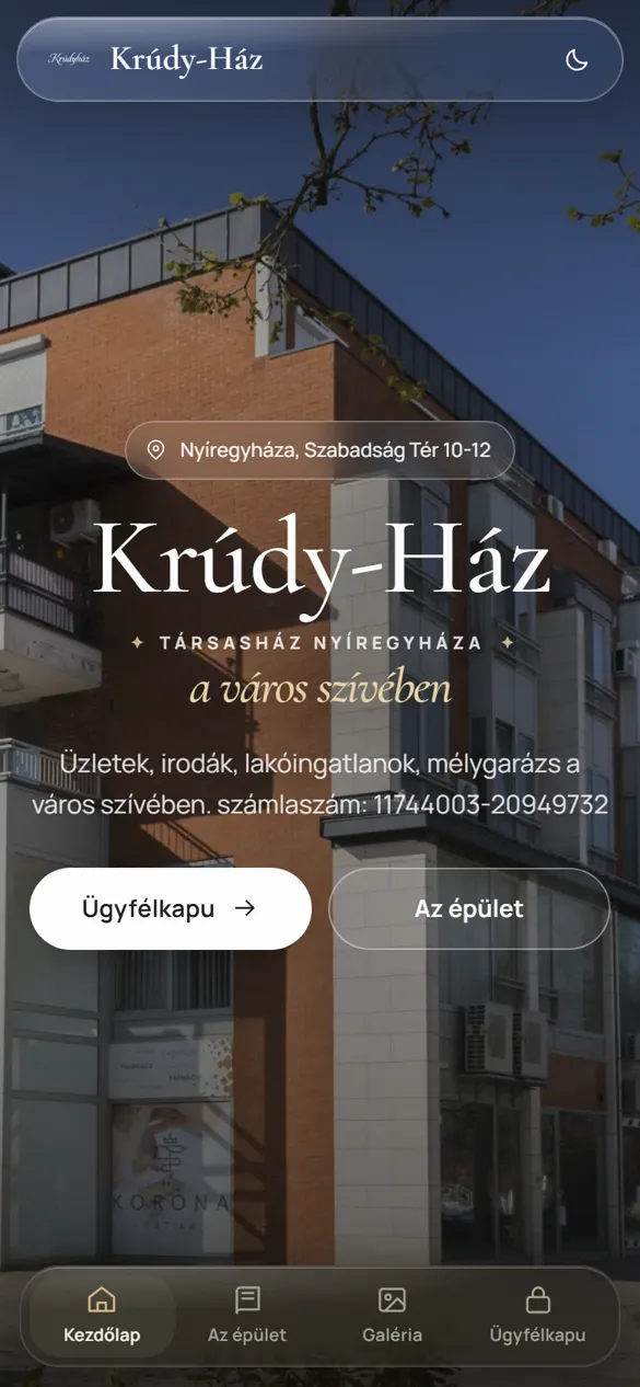 Krúdy-Ház Társasház – elkészült weboldal