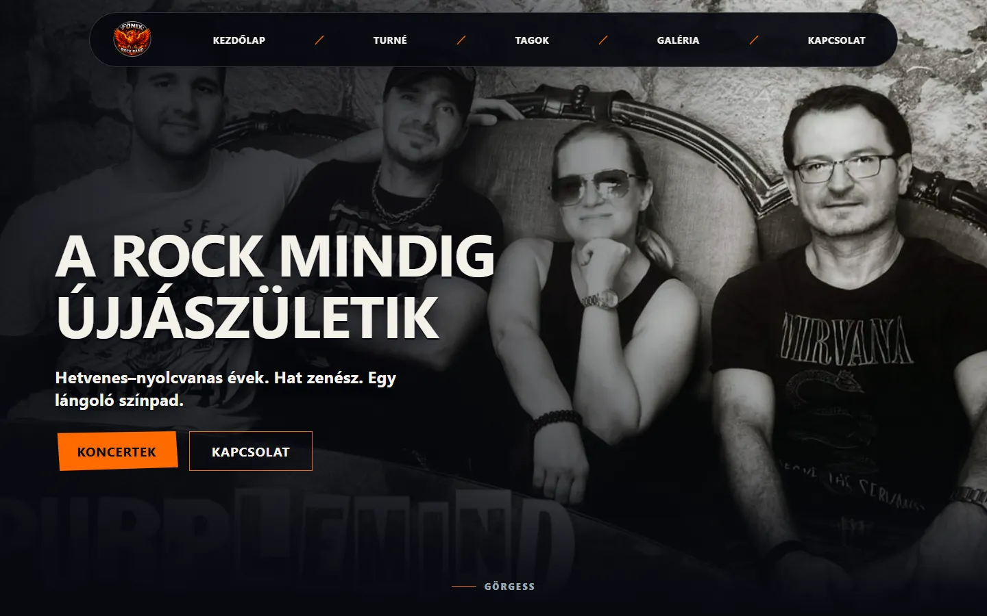 Főnix rock band – elkészült weboldal